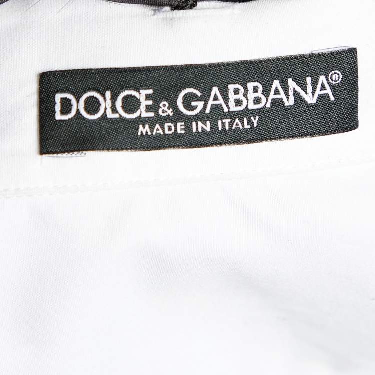 Pre Owned Dolce & Gabbana White Cotton Mink Fur Collar Detail Shirt S
