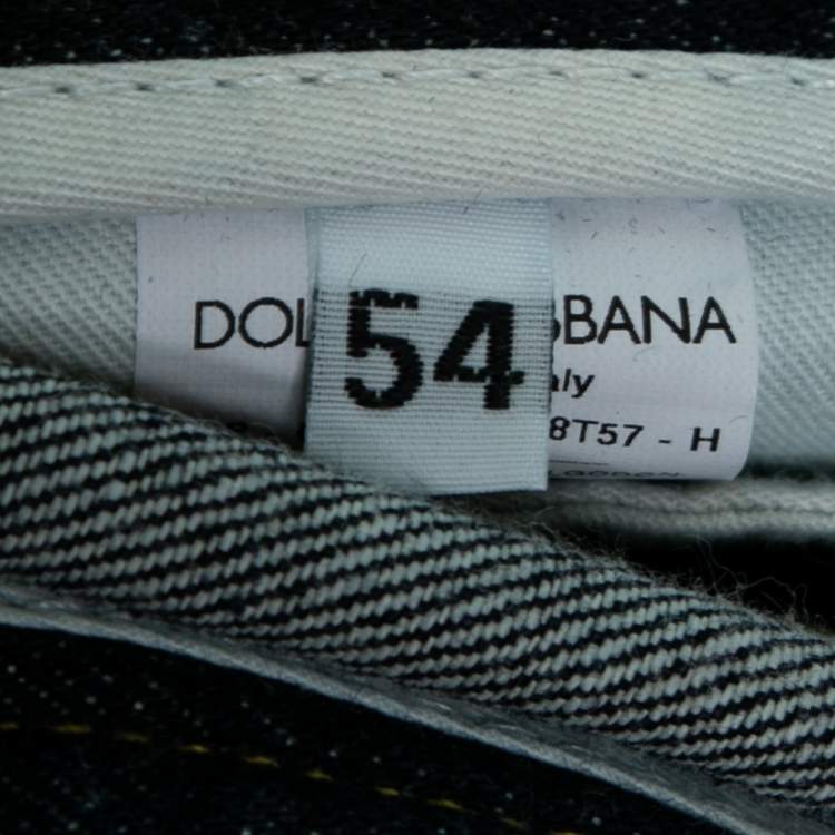 Pre Owned Dolce & Gabbana  Blue Denim Embroidered 16 Classic Ripped Jeans 2XL Waist 38"