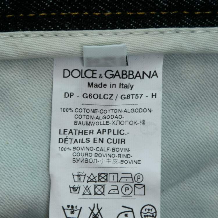 Pre Owned Dolce & Gabbana  Blue Denim Embroidered 16 Classic Ripped Jeans 2XL Waist 38"