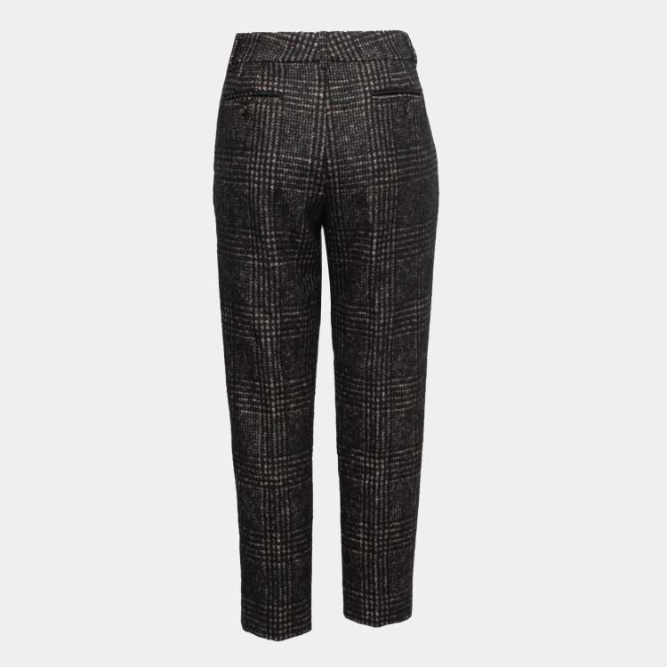 مملوكة مسبقًا Dolce & Gabbana Black & Brown Patterned Wool Tapered Trousers M    