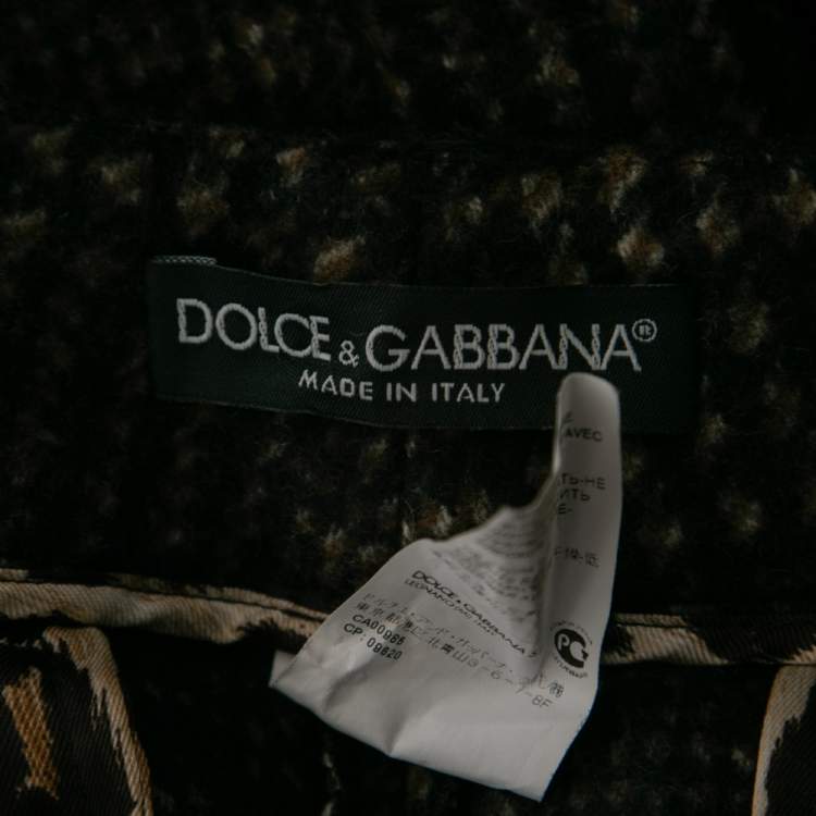 مملوكة مسبقًا Dolce & Gabbana Black & Brown Patterned Wool Tapered Trousers M    
