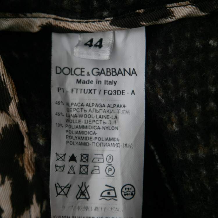 مملوكة مسبقًا Dolce & Gabbana Black & Brown Patterned Wool Tapered Trousers M    
