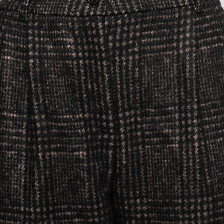 مملوكة مسبقًا Dolce & Gabbana Black & Brown Patterned Wool Tapered Trousers M    