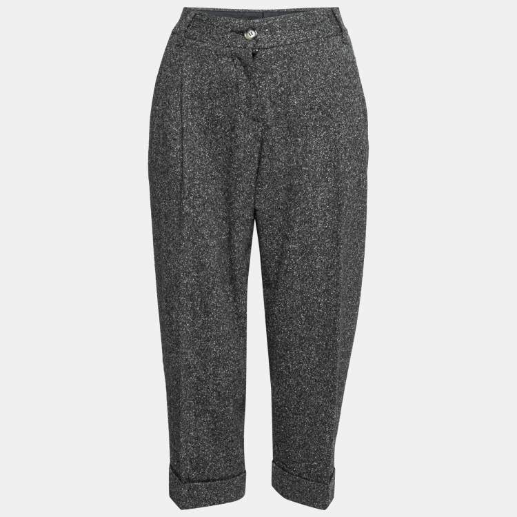 Pre Owned Dolce & Gabbana Grey Tweed Cropped Pants M