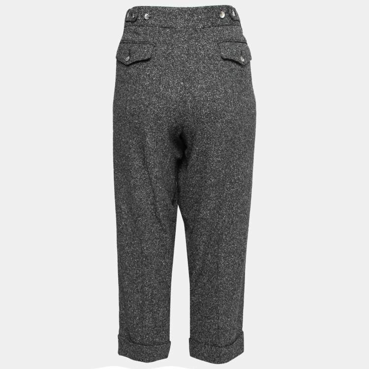 Pre Owned Dolce & Gabbana Grey Tweed Cropped Pants M