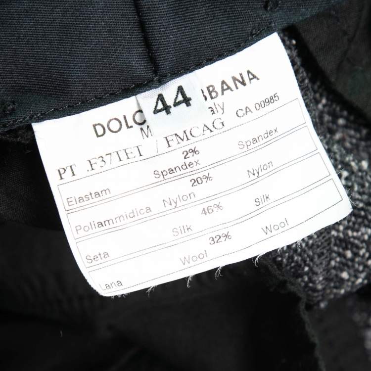 Pre Owned Dolce & Gabbana Grey Tweed Cropped Pants M