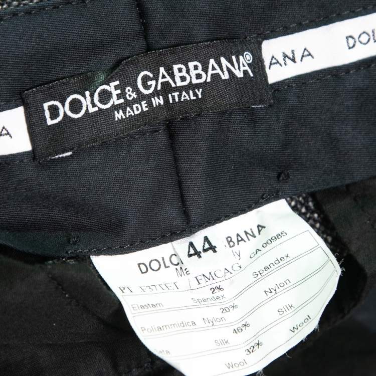 Pre Owned Dolce & Gabbana Grey Tweed Cropped Pants M