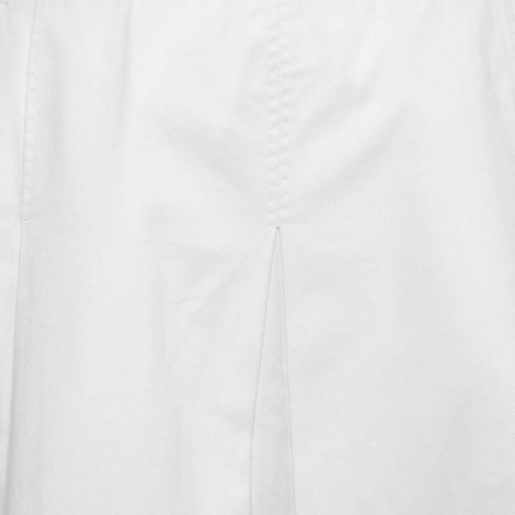 Pre Owned Dolce & Gabbana White Cotton Pleated Mini Skirt S