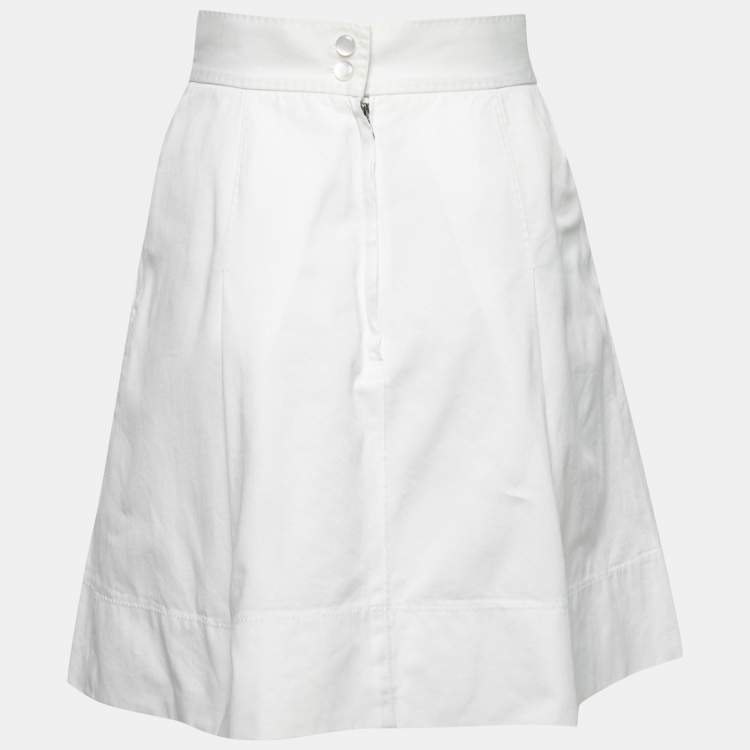 Pre Owned Dolce & Gabbana White Cotton Pleated Mini Skirt S