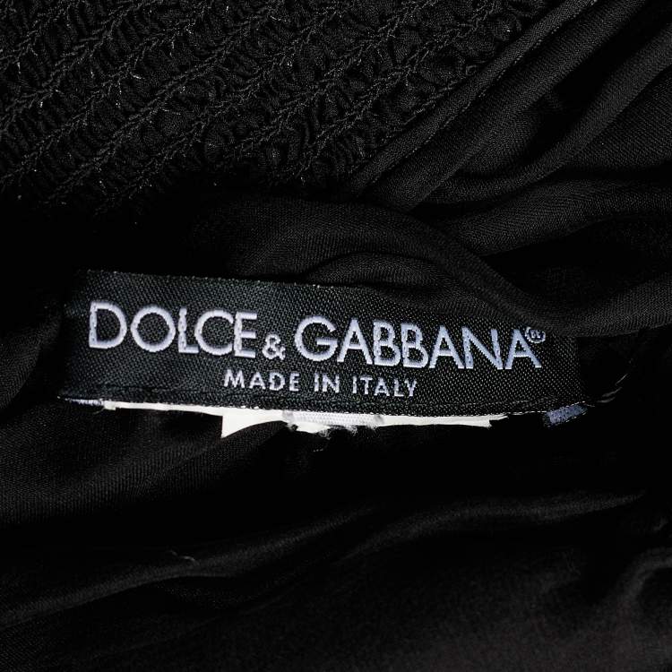 Pre Owned Dolce & Gabbana Black Silk Ruched Sheer Blouse M