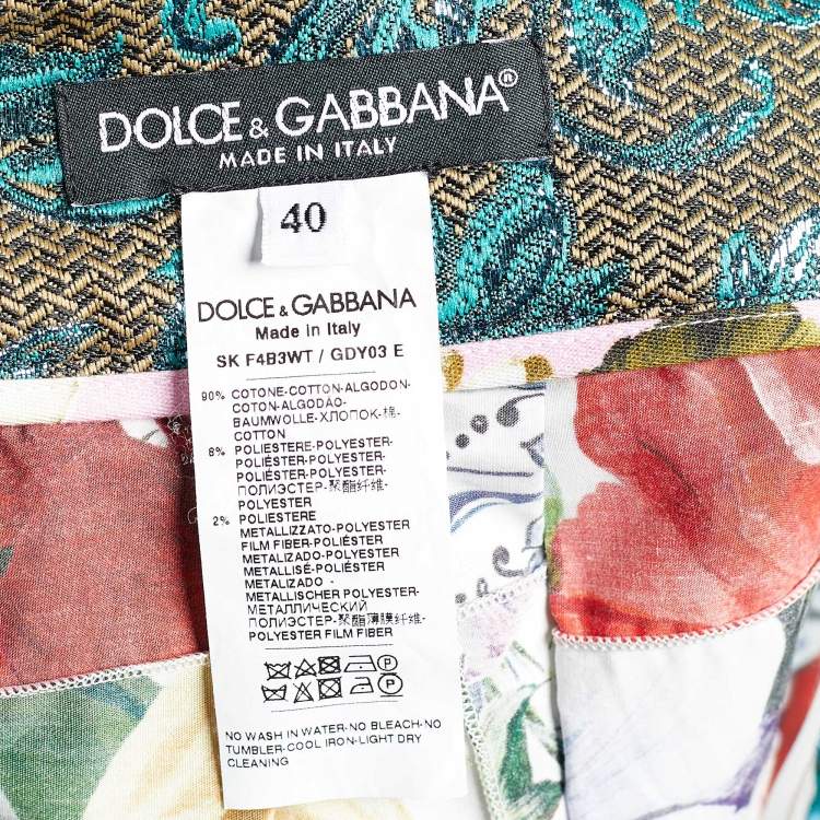 Pre Owned Dolce & Gabbana Multicolor Patchwork Print Cotton Midi Skirt S
