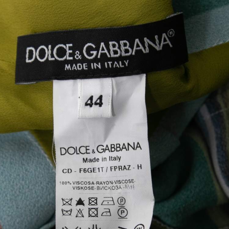 Pre Owned Dolce & Gabbana Multicolor Printed Crepe Midi Dress M