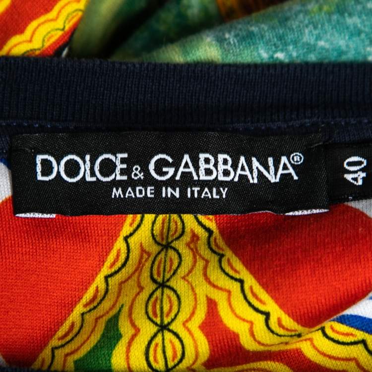 Pre Owned Dolce & Gabbana Multicolor Multi-Panel Print Cotton T-Shirt S   