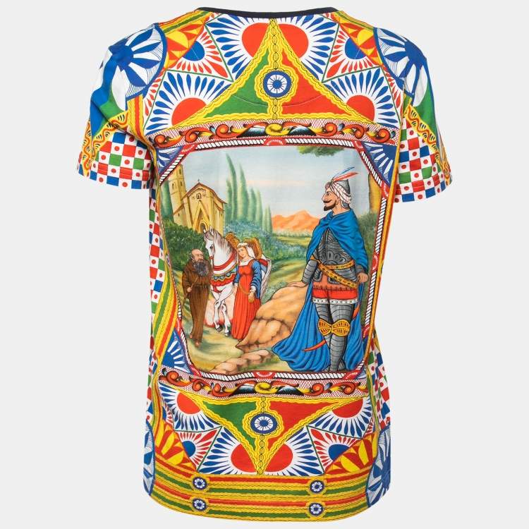 Pre Owned Dolce & Gabbana Multicolor Multi-Panel Print Cotton T-Shirt S   