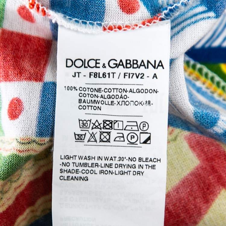 Pre Owned Dolce & Gabbana Multicolor Multi-Panel Print Cotton T-Shirt S   