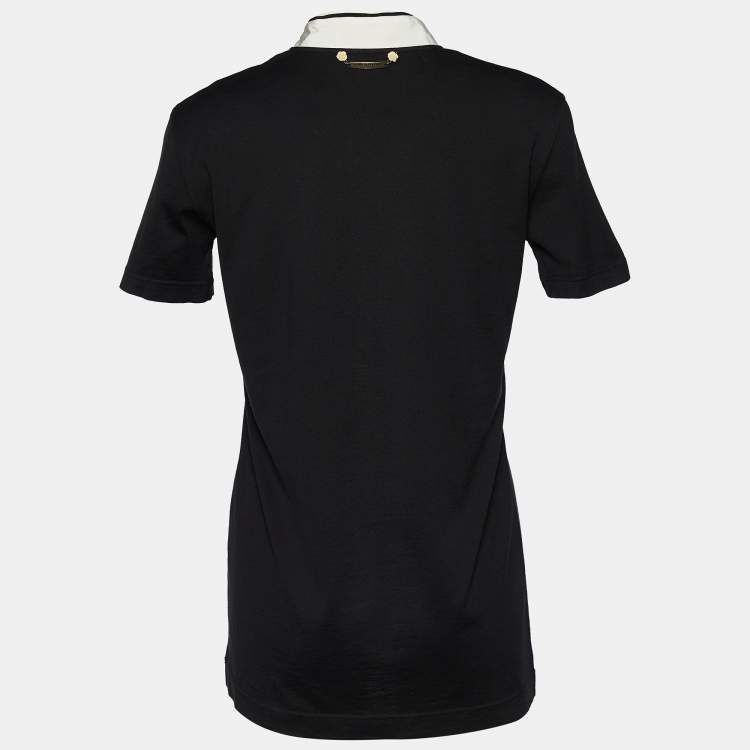 Pre Owned Dolce & Gabbana Black Logo Printed Cotton Neck Tie Detail Oversized T-Shirt XS