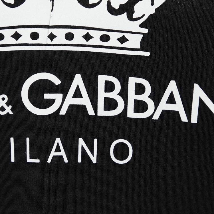 Pre Owned Dolce & Gabbana Black Logo Printed Cotton Neck Tie Detail Oversized T-Shirt XS