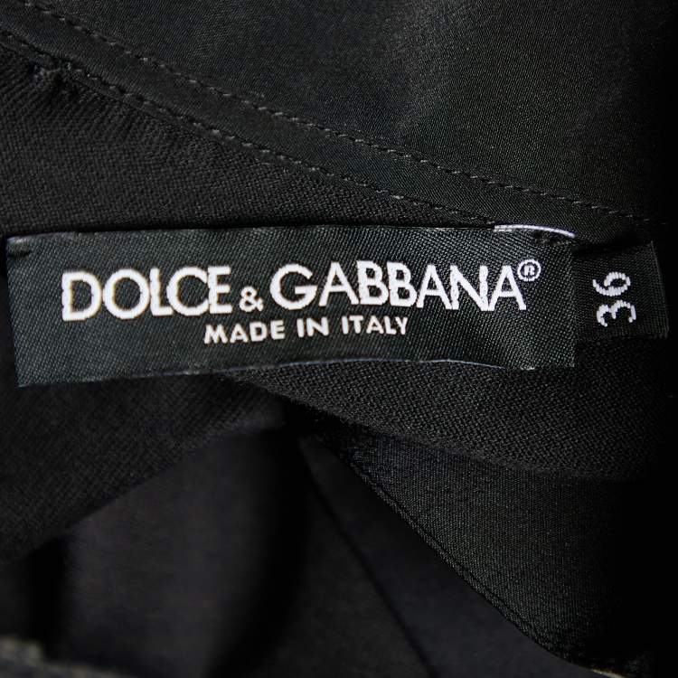 Pre Owned Dolce & Gabbana Black Logo Printed Cotton Neck Tie Detail Oversized T-Shirt XS