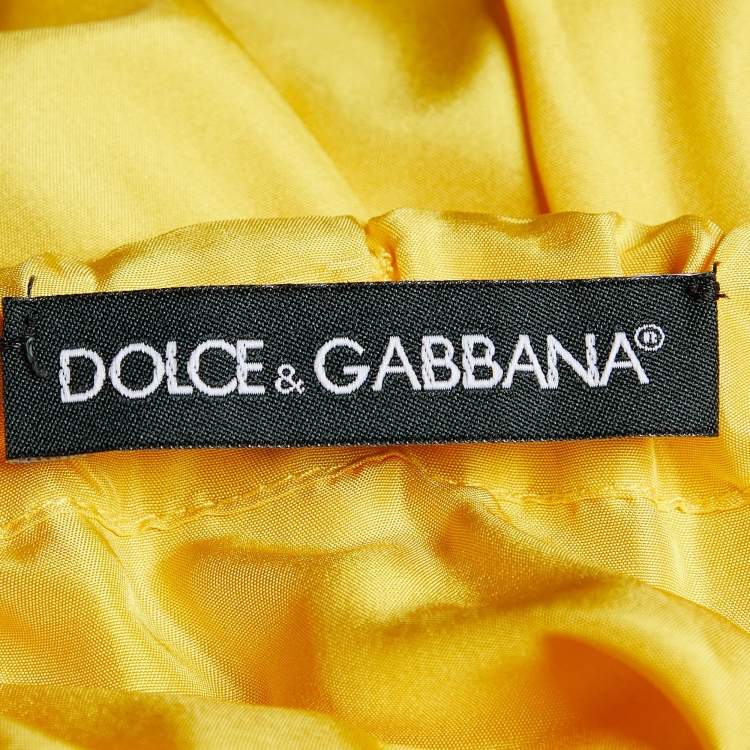 مملوكة مسبقًا Dolce & Gabbana Yellow Silk Satin Ruched Sleeveless Mini Dress S
