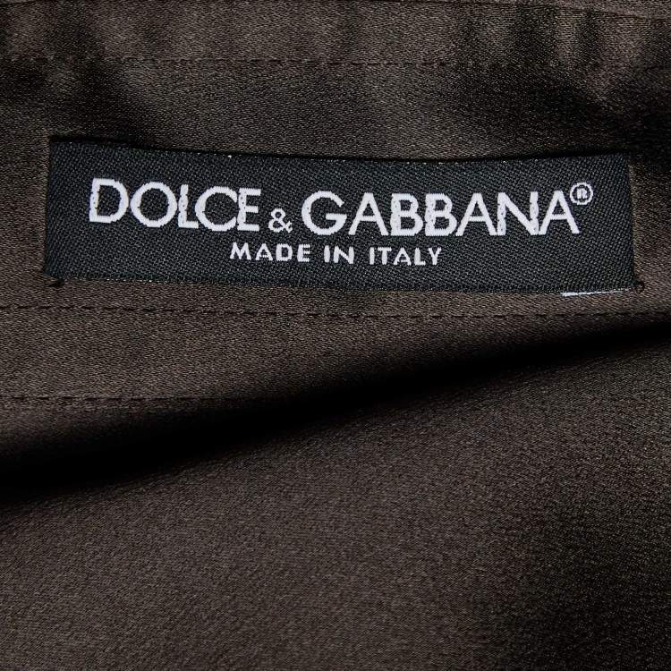 Pre Owned Dolce & Gabbana Brown Silk Satin Button Front Shirt L