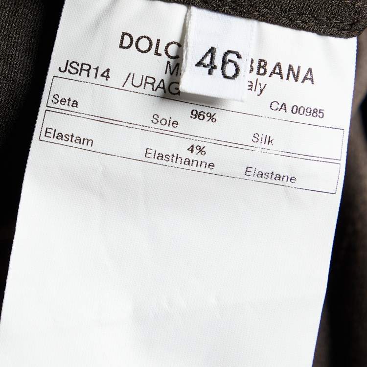 Pre Owned Dolce & Gabbana Brown Silk Satin Button Front Shirt L