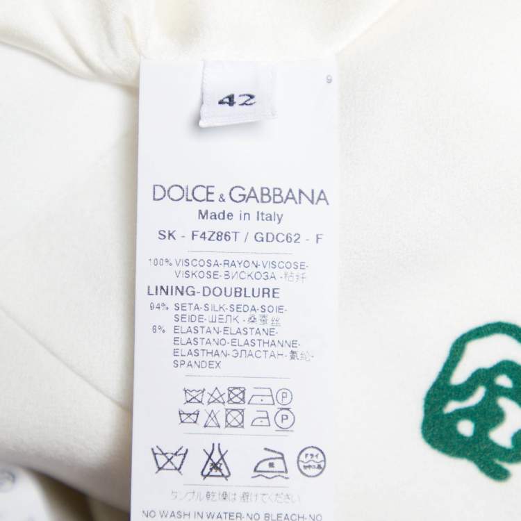 Pre Owned Dolce & Gabbana Ivory Bird Cage Print Silk Knit & Crepe Skirt And Top Set S/M