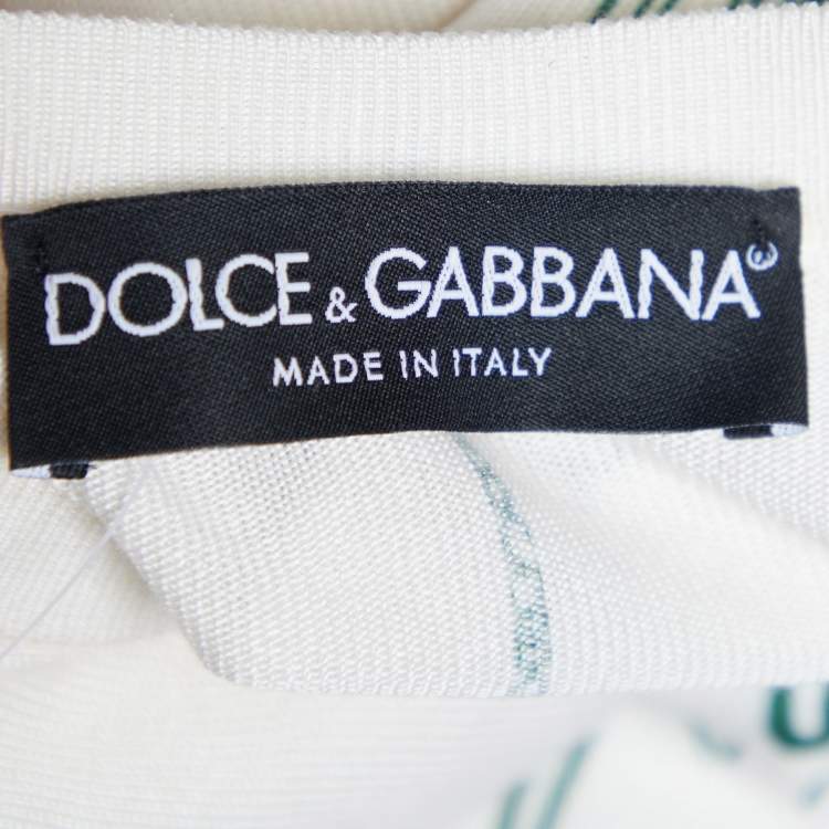 Pre Owned Dolce & Gabbana Ivory Bird Cage Print Silk Knit & Crepe Skirt And Top Set S/M