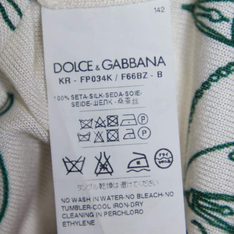 Pre Owned Dolce & Gabbana Ivory Bird Cage Print Silk Knit & Crepe Skirt And Top Set S/M