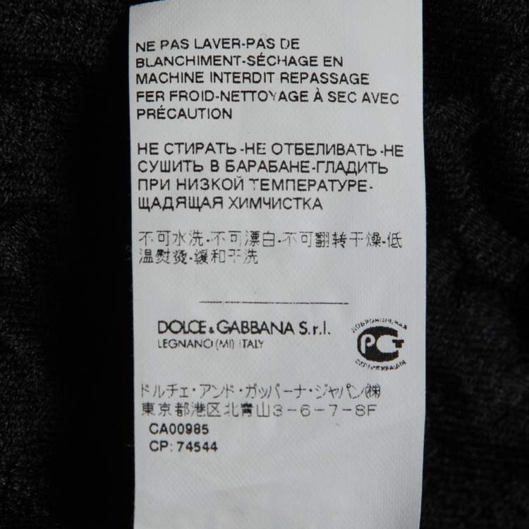 Pre Owned Dolce & Gabbana Black Floral Textured Wool Flared Midi Skirt S