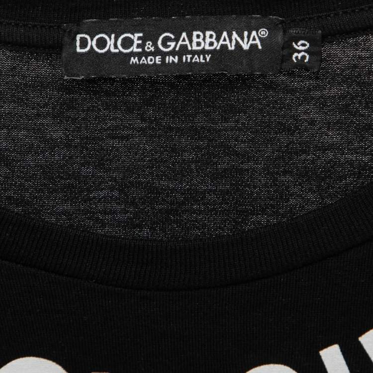 Pre Owned Dolce & Gabbana Black Fashion Sinner Print Cotton T-Shirt XS