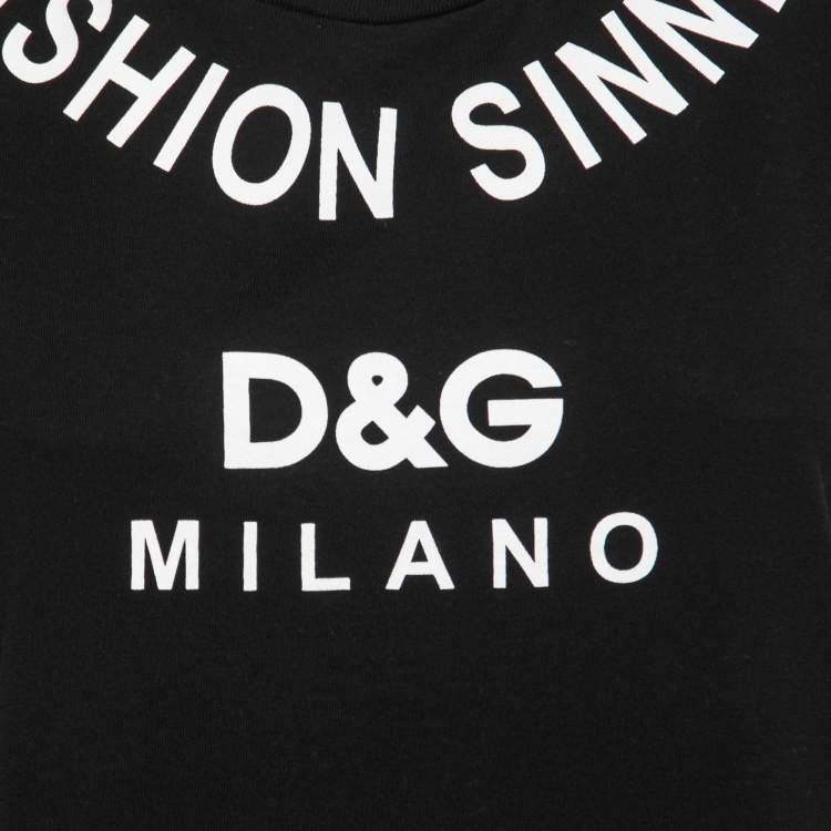 Pre Owned Dolce & Gabbana Black Fashion Sinner Print Cotton T-Shirt XS