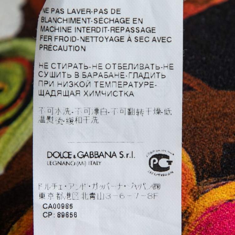 Pre Owned Dolce & Gabbana Black Floral Printed Crepe Cropped Trousers M