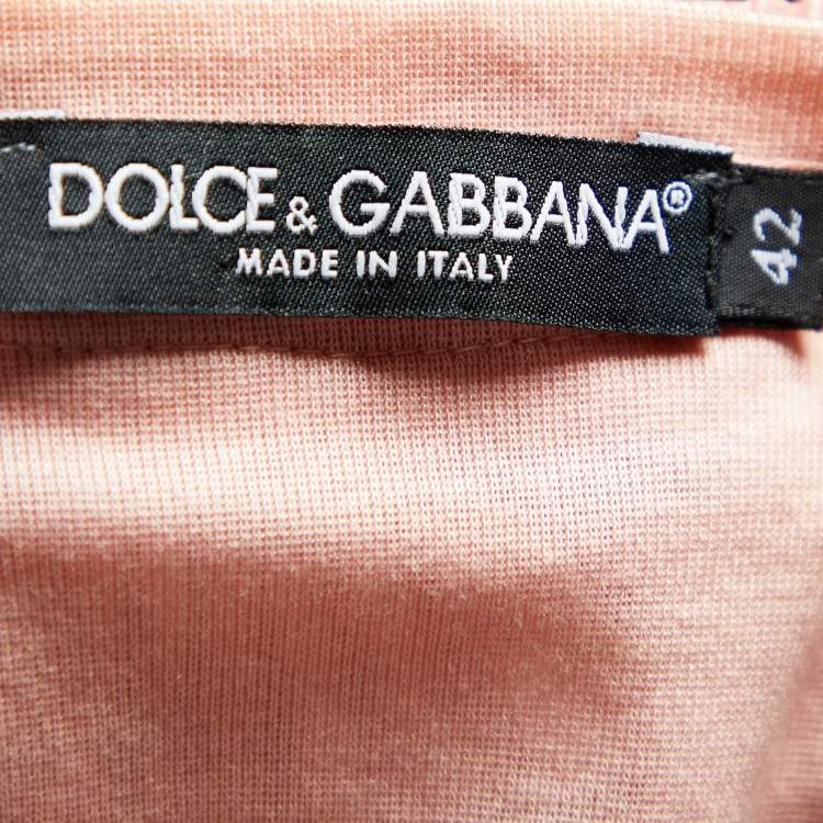 Pre Owned Dolce & Gabbana Pink Knit Neck Trim Detail Tank Top M