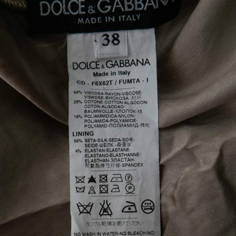 Pre Owned Dolce & Gabbana Beige Tweed & Lace Overlay Sleeveless Shift Dress S