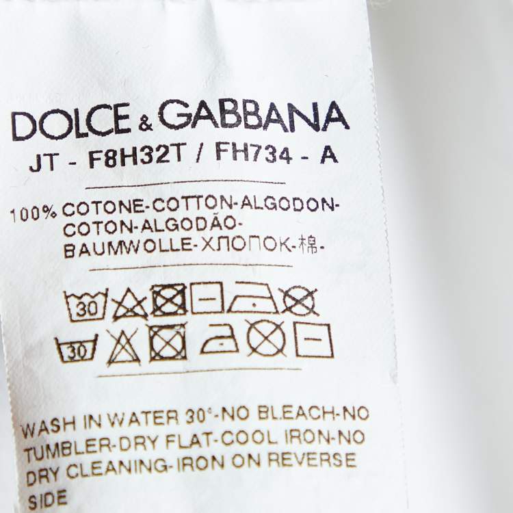 Pre Owned Dolce & Gabbana White Heart & Logo Printed Cotton T-Shirt S