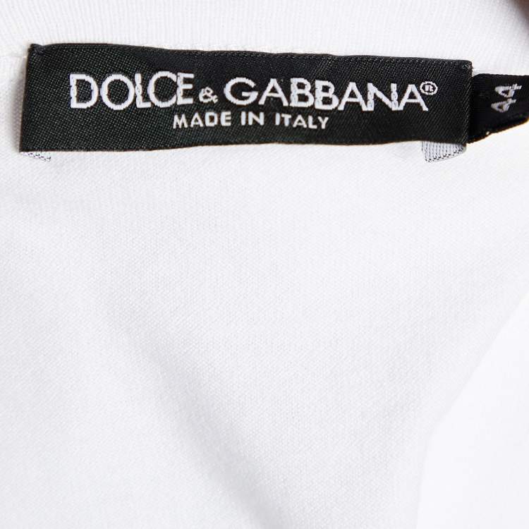 Pre Owned Dolce & Gabbana White Beautiful Life Print Cotton Short Sleeve T-Shirt M