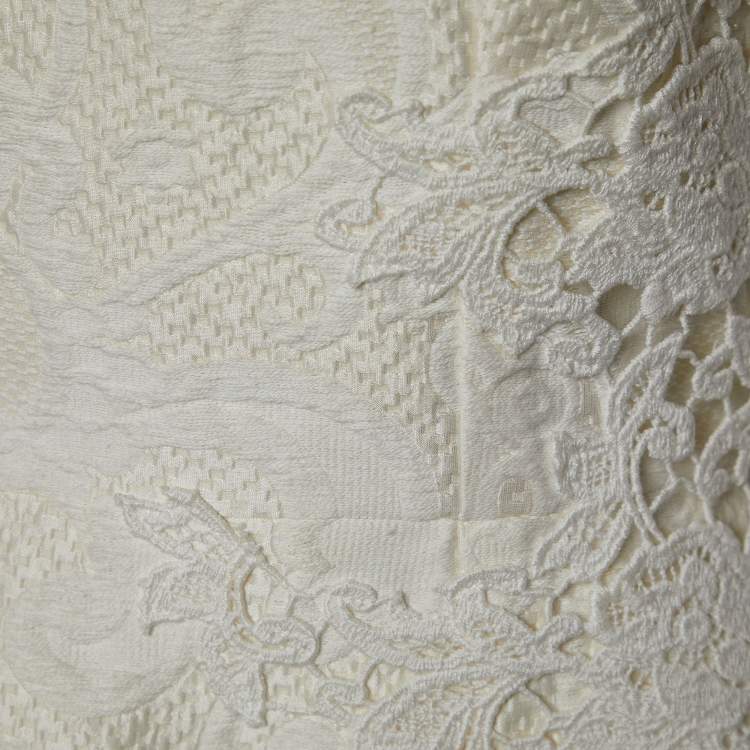 Pre Owned Dolce & Gabbana White Lace Sheath Dress M