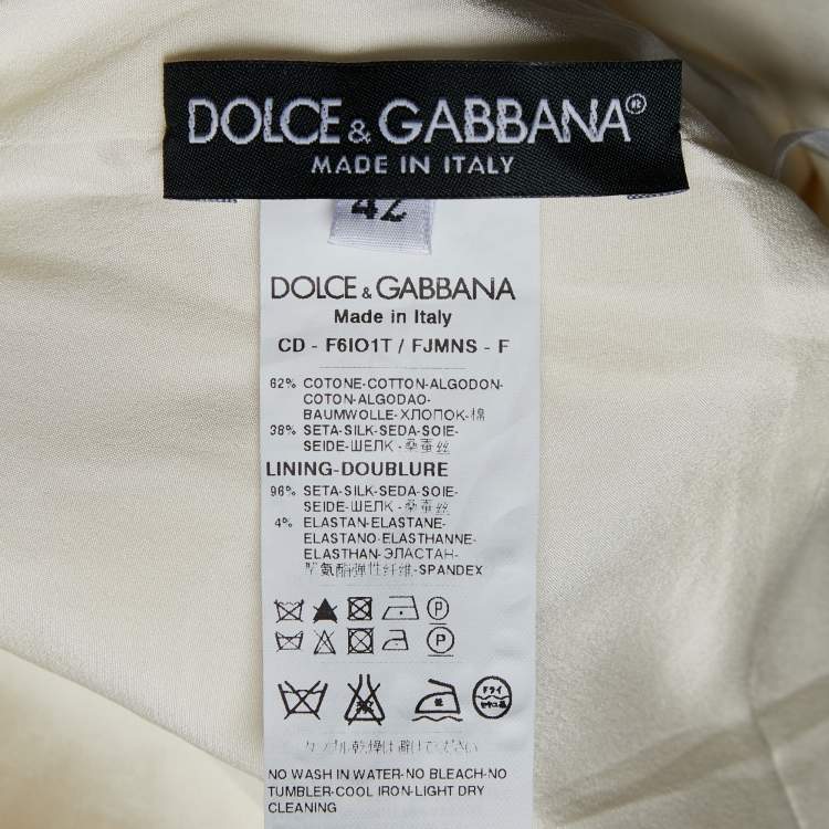 Pre Owned Dolce & Gabbana White Lace Sheath Dress M