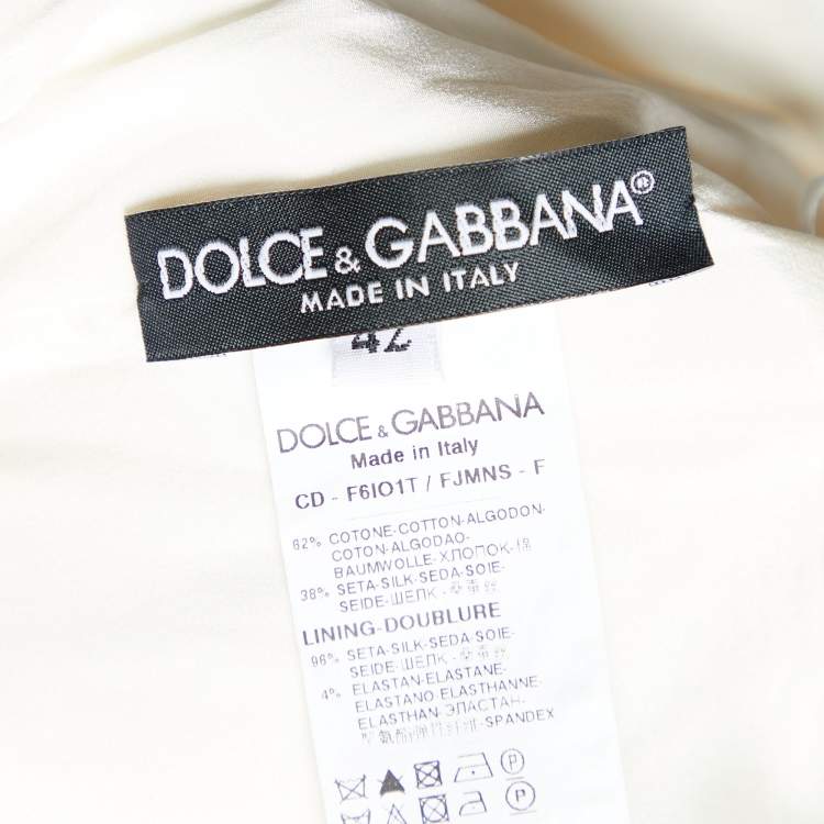 Pre Owned Dolce & Gabbana White Lace Sheath Dress M