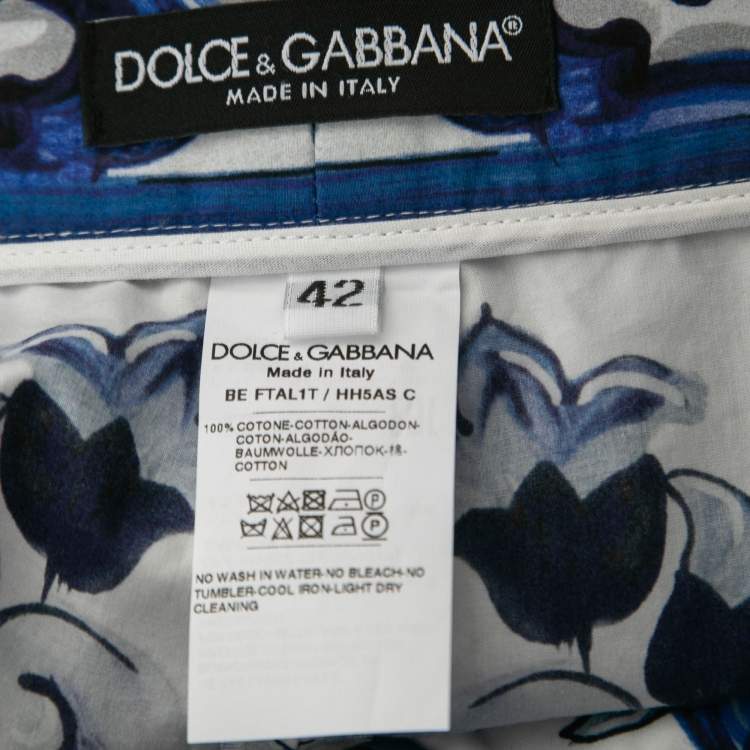 Pre Owned Dolce & Gabbana Blue Printed Cotton Top & Shorts Set M 