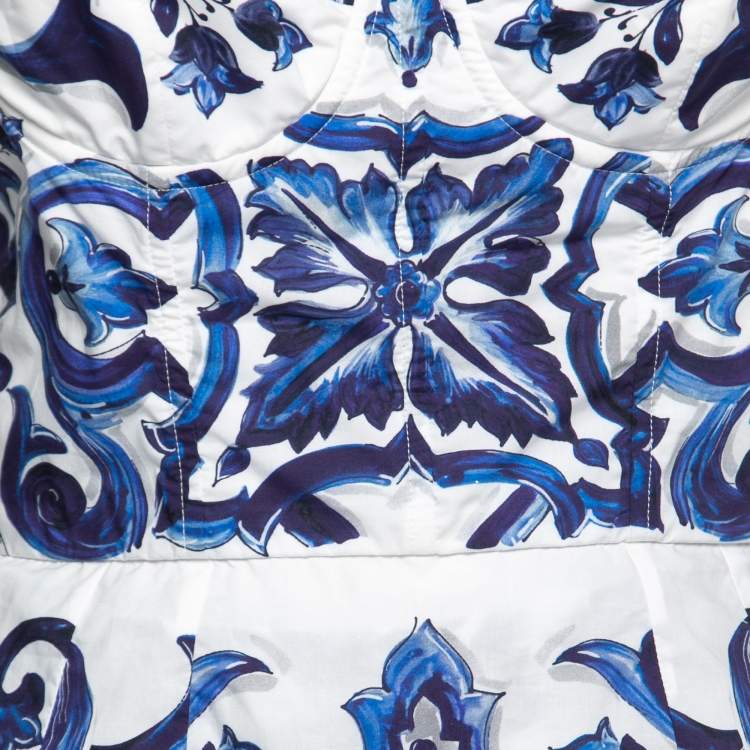 Pre Owned Dolce & Gabbana Blue Printed Cotton Top & Shorts Set M 