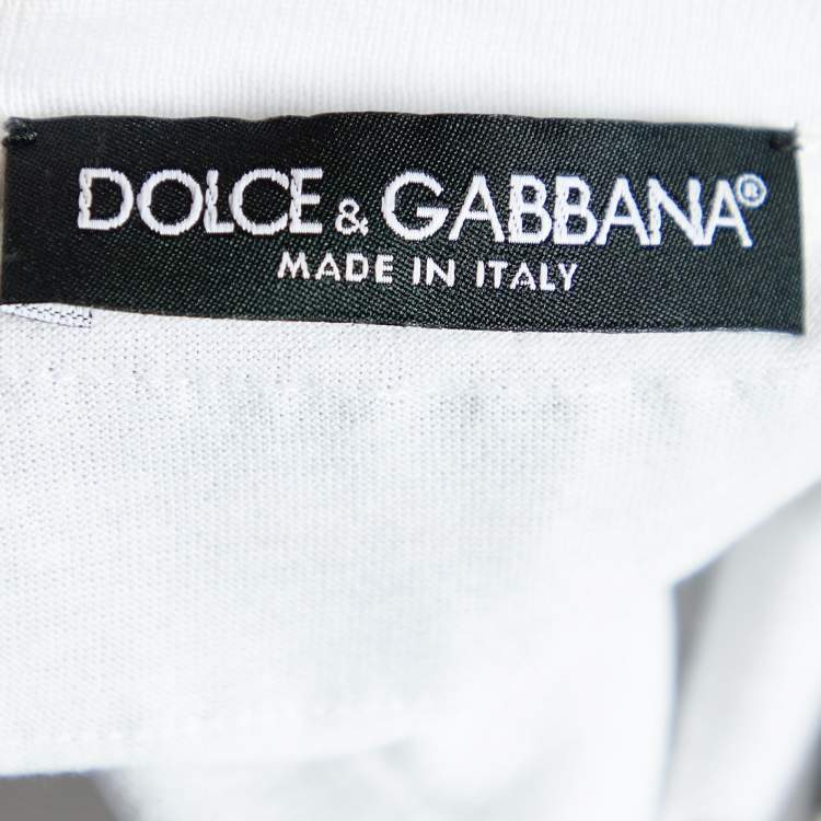 مملوكة مسبقًا Dolce & Gabbana White Flag Logo Printed Cotton Knit Tank Top M