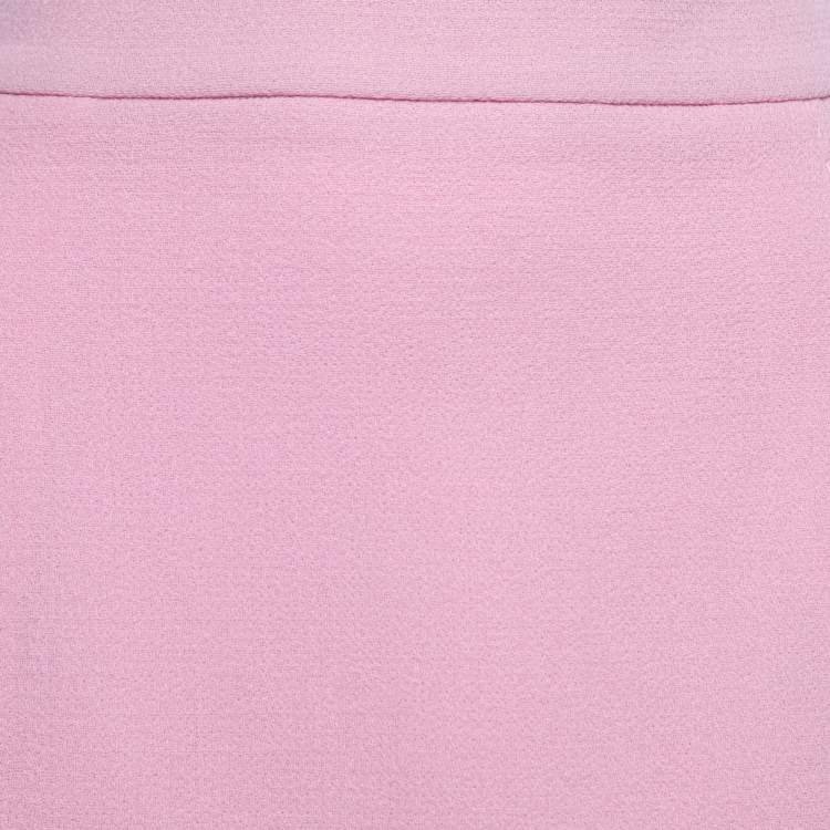Pre Owned Dolce & Gabbana Pink Wool Flower-Button Detail Mini Skirt M
