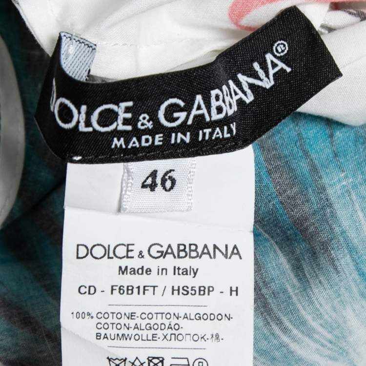 Pre Owned Dolce & Gabbana White Rooster Print Cotton A-line Dress L