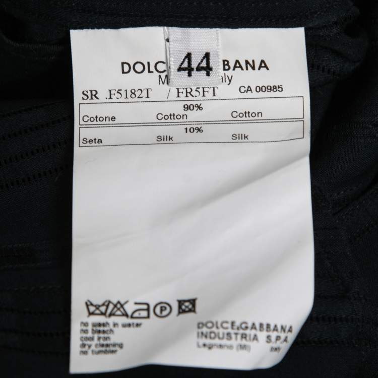 Pre Owned Dolce & Gabbana Black Patterned Cotton Button Front Shirt M