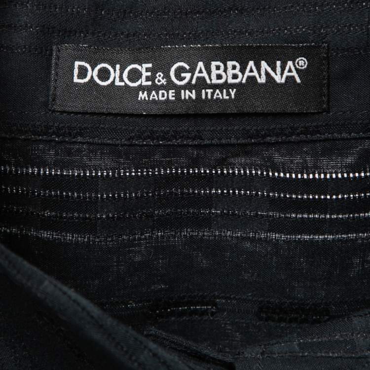 Pre Owned Dolce & Gabbana Black Patterned Cotton Button Front Shirt M