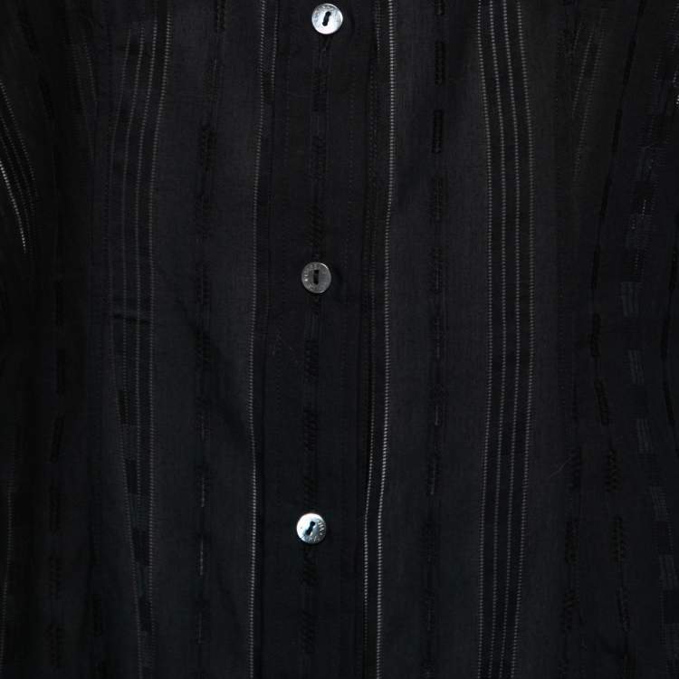 Pre Owned Dolce & Gabbana Black Patterned Cotton Button Front Shirt M