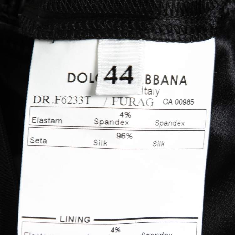 مملوكة مسبقًا Dolce & Gabbana Black Stretch Silk Satin Lace Up Detail Corset Dress M