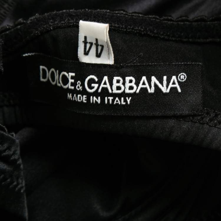 مملوكة مسبقًا Dolce & Gabbana Black Stretch Silk Satin Lace Up Detail Corset Dress M