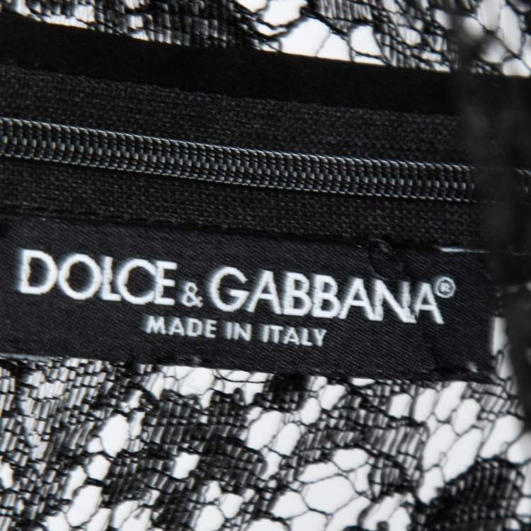 Pre Owned Dolce & Gabbana Black Lace & Eyelet Ruffle Trimmed Dress M